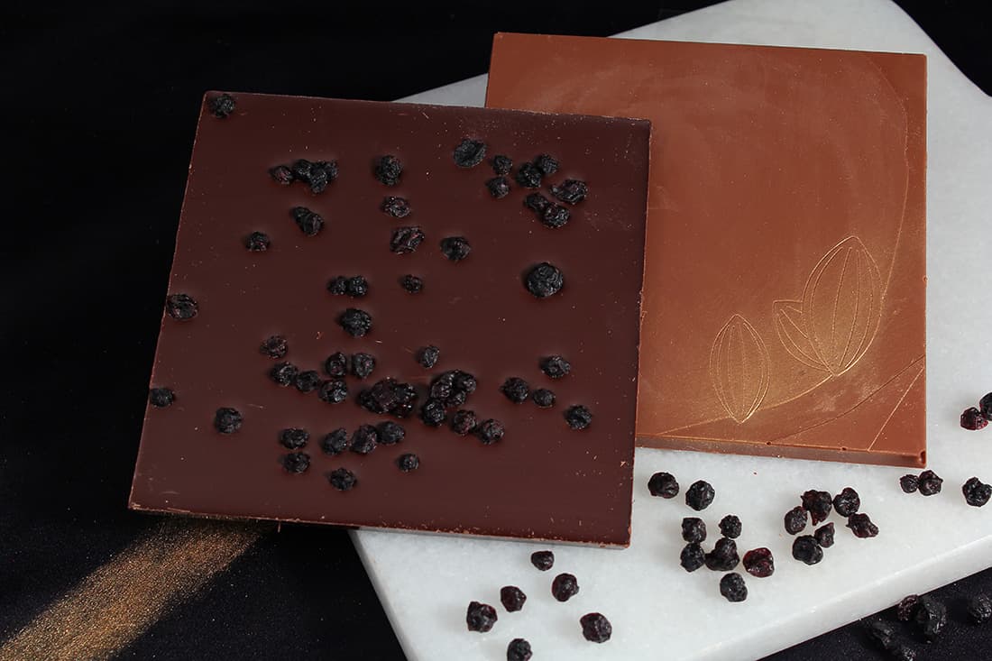 Tablette chocolat bleuets | Gourmandises chocolatées | Pâtisserie Chocolaterie Raffin